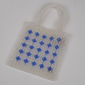 retro mod beaded plastic mini tote handbag purse